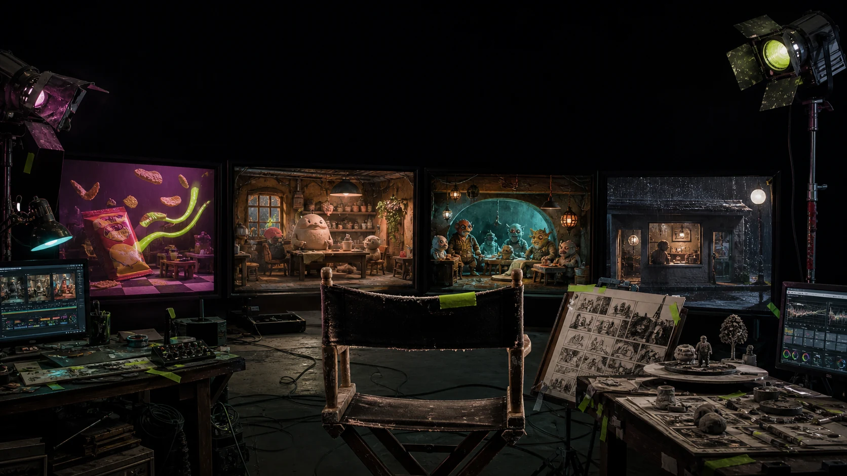 Director’s chair in an animation production studio